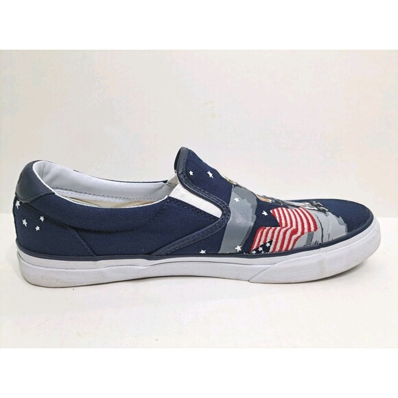 Polo Ralph Lauren Thompson P Men's 11 Bear Lighthouse Flag Slip On Canvas Shoes - Picture 3 of 10